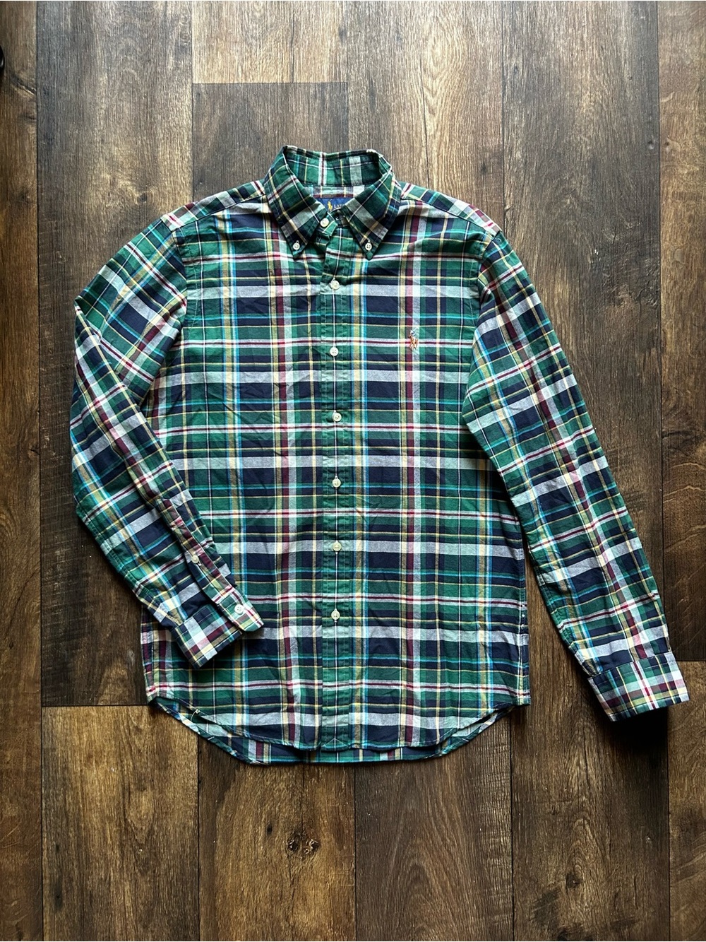 Plaid Long Sleeve Polo Shirt